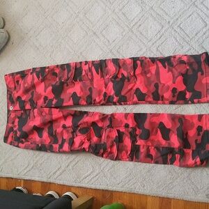 red and black cargo pants